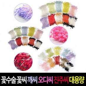 꽃수술 조화씨 꽃씨 단색 혼합 대용량 (10봉입) 칼라 진주씨 오디씨 깨씨 꽃술 만들기 공예재료정품, 1개, 오디씨(10봉)_연두