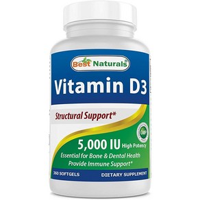 베스트 네츄럴스 비타민 D3 5000 IU 360 Softgels., 1개, 360정