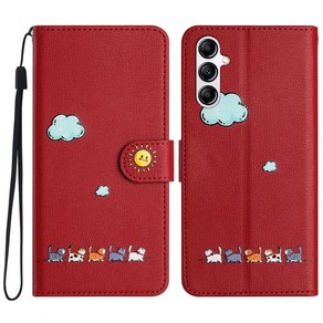 Funda 삼성 갤럭시 S23 울트라 S24 S22 플러스 S21 FE S20 노트 20 10 케이스 가죽 지갑 플립 커버 귀여운 고양이 전화 케이스