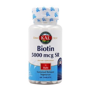 KAL 비오틴 5000 mcg SR 60 타블렛, 1개, 60정