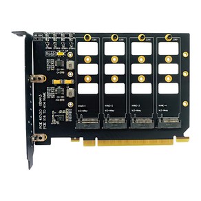 PCI-E 4.0 4x4 M.2 4 베이 확장 카드 NVMe 솔리드 스테이트 드라이브용 2242 2260 2280 SSD PCIe X16 Gen 어댑터