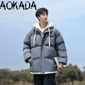 AOKADA 패딩 레이어드 스타일 외투 패딩 남성용 겨울 루즈핏 보온 다운 패딩 두꺼운 겨울 의류 3색