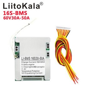 LiitoKala 리튬 이온 배터리 충전기 보호 보드 균형 기능 BMS 10S 13S 16S 20S 36V 48V 60V 72V 30A, [03] 16S-60V30A-BMS, 1개