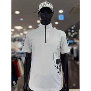5F [신사] 파사디 골프 남성 25SS 스컬포인트 반집업 냉감 티셔츠 [화이트 그레이] Q25MTP055X