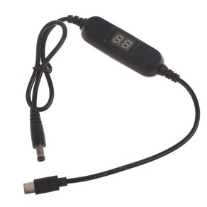 도구 전원 USB C타입-DC 전원 케이블 조정 가능한 출력 전압 케이블 스텝 업 다운 컨버터 코드 5.5x2.1mm 1.5V 3V 4.5V 6V 9V 12V, 1개