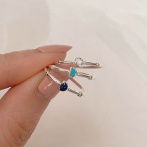 (silver925) -세련된 포인트 원석 은반지half moon ring