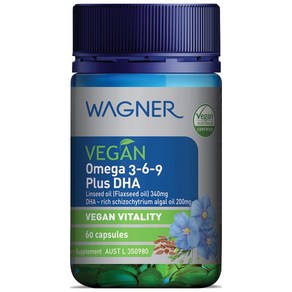 Wagne Vegan Omega 3-6-9 Plus DHA 바그너 비건 오메가 3 6 9 플러스 DHA 60캡슐, 60정, 1개