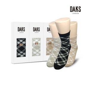 닥스 DAKS 숙녀양말 3족 선물세트 면중목 원톤체크 24903 380627, 1개