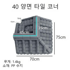 플라스틱 기왓장 담장 한옥 지붕 처마 장식 자재 기와 간편시공 모든 사이즈 타입 6가지색상, J. 밝은 회색 모서리 (신소재)