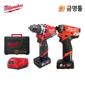 밀워키 충전 콤보세트 M12 FPP2A-602X 신형드릴척 케이스포함 6.0AH 브러쉬리스 M12 FID M12 FPD, 1개
