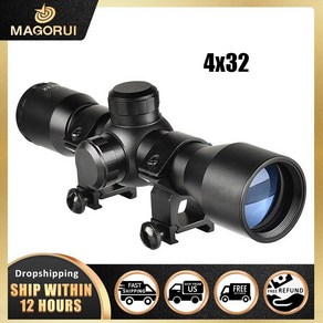 스코프 도트사이트 Magoui 4x32 aisoft 광학 소총 범위 시력 11mm20mm 망원경 소총 aisoft 사냥 야외 총 망원경 광학 범위 22, 121-11mm, 1개