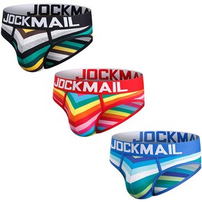 JOCKMAIL 3 개/갑 Men 팬티 속옷 면 Mens Rainbow Stipe 속옷 팬티 편안한 속바지