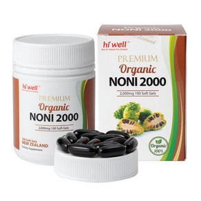 고함량 뉴질랜드 오가닉 노니 2000mg 200캡슐 하이웰 정품 직구, 100정, 2개