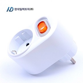 현대일렉트릭 국산 멀티탭 1구 차단 개별 스위치 현대 절전형 멀티 콘센트 접지형, 82mm, 흰색, 1개