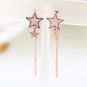 14K 별 원터치 드롭귀걸이