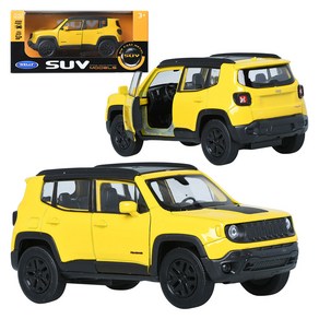 웰리 SUV 1-33 지프 레니게이드 트레일호크 미니카 장난감, 옐로우, 1개