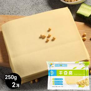 왕부정 신선 건두부 당일생산 다용도 생생 포두부 융허 NON GMO 다이어트 건강 두부피, 250g, 2개