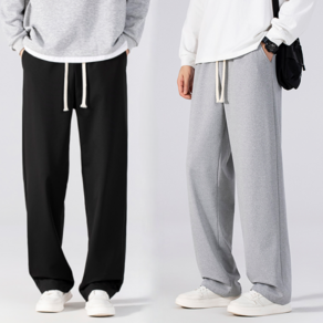 1+1 남성 얇은 바지 심플 밴딩슬랙스 트레이닝바지 2장묶음 남녀공용 Sevenmoon