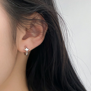 시르겜스 여성용 925은침 별 원터치 링 여성 귀걸이 XC-9