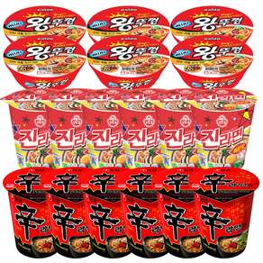 컵라면 소컵 3종 세트(신라면x6개+진라면x6개+왕뚜껑x6개), 18개