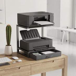 네스티파 2025신상 책상 선반 프린터 선반 440*300*399mm 책상위 수납장 전자레인지 다용도 받침대, 1개, 블랙