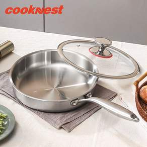 CookNest 인덕션 316 스텐 팬 스테인리스 후라이팬 프라이팬 논코팅팬, 1개, 24cm