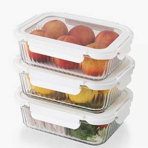 네오플램 글라스캡 내열유리 반찬통 밀폐용기 3p세트 1000ml, 1세트, 1000ml 3P