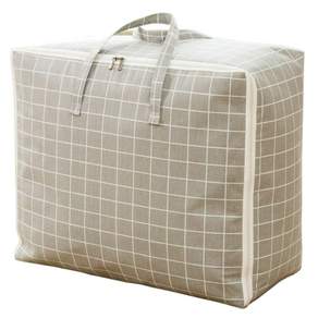 퍼투 계절 옷 면 이불 수납 정리함 60 x 47 x 30cm, 1개, 그레이 체크