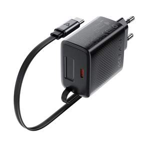 AFEFAST A110 GAN PD30W 고속 충전기 C타입 케이블 일체형 초고속 멀티충전기, 블랙, 1개, 블랙