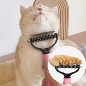 야옹샘 양면 스파이럴 고양이 빗 브러쉬, 1개, 핑크