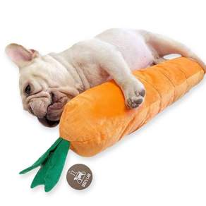 독스랩 바스락 삑삑이 장난감 왕당근, 1개, 주황색