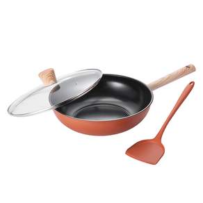 데슬론 홍윤 세라믹 논스틱 웍 세트 DFS-TZ939, 레드, 1개, 30cm 웍 + 뚜껑 + 실리콘 볶음스푼