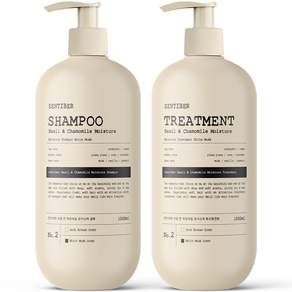1+1 센티베르 바질 앤 캐모마일 대용량 샴푸&트리트먼트 세트 1000ml 화이트머스크향 약산성 미용실 향기좋은, 1세트