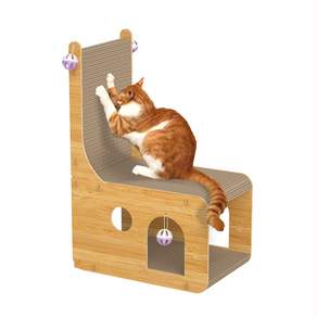 JUIMIMI 고양이 스크래쳐 하우스형 이층 침대 터널 방울 장난감, 1개
