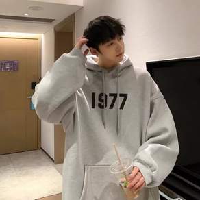 투니스 남성 심플 루즈핏 긴소매 후드 티셔츠