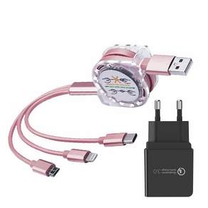 비켄 싱글 인터페이스 파워 어댑터 유선충전기 18W + 충전 케이블 1m, 1개, Black, Rose Gold