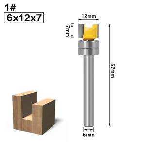 3날 생크 6MM 트리머 자루직경 엣지베어링 목공비트, 7mm, 1개