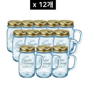 보르미올리 콰트로 스타지오니 핸들자 유리저장병 블루, 415ml, 12개