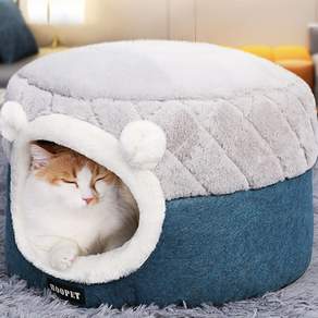 Ogfaour 고양이 접이식 극세사 마약 방석 숨숨집QB982917, 혼합색상, 1개