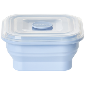 접어락 3단폴딩 실리콘 접이식용기 밀폐 보관 용기, 클리어블루, 1개, 500ml