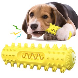 강아지 셀프칫솔 삑삑이 장난감, 옐로우, 1개