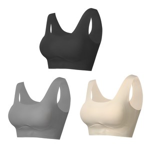 말랑마쥬 심리스 노라인 누디 브라탑 3P