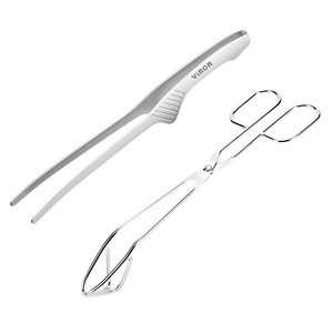비로르 304 스텐 핀셋 주방 집게 + 삼각 가위 고기 요리 집게, 1세트