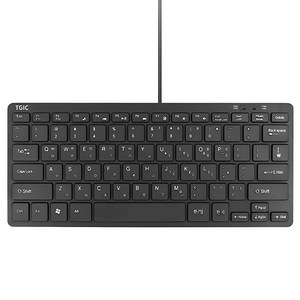 TGIC 미니 유선 텐키리스 키보드, 블랙, TGC-K7000M
