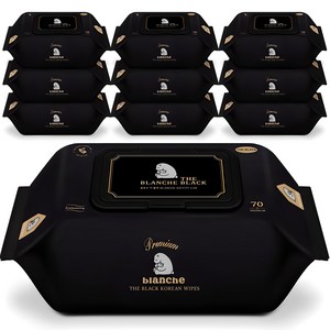 블랑슈 프리미엄 더블랙 아기물티슈 캡형 75평량, 75g, 70매, 10개