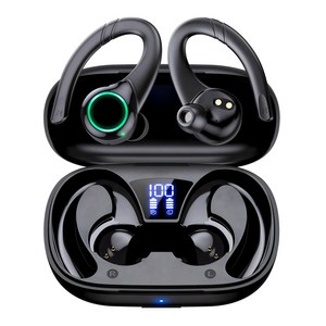 Mankiw맨큐 귀걸이형 무선 블루투스 이어폰U5 충전창 포함, 블랙