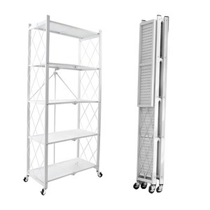 밀스턴 간단설치 접이식 철제선반, 화이트, 5단