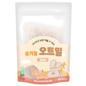 퍼기 유아용 이유식용 유기농 세척 오트밀 포리지, 300g, 1개