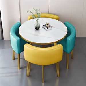 semoharu 4인용 원형식탁 800 테이블 의자 세트 카페 사무실 대기실, PU가죽, 기타색상(문의필수)