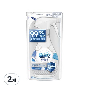 페브리즈 강력 탈취 항균 플러스 깨끗한향 섬유 탈취제 리필, 320ml, 2개